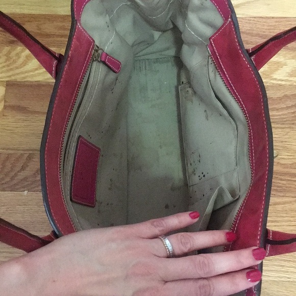 Coach raspberry pink turnlock leather carry all pocket zip tote 👜 - Picture 11 of 12